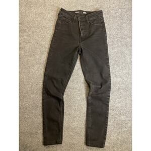 Old Navy Women's High Rise Super Skinny Jeans Black Denim Button Zip Pockets